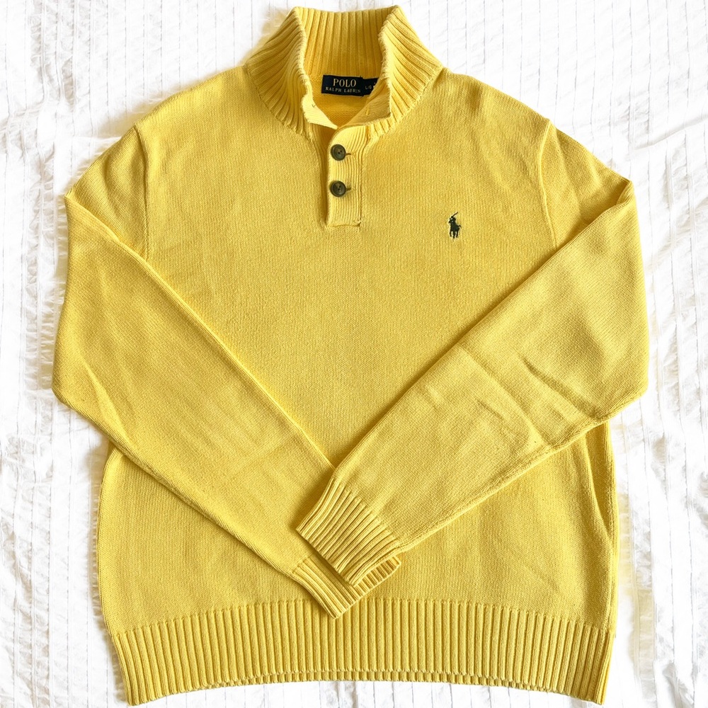 Vintage Polo Ralph Lauren Classic Button Mock Neck Sweater